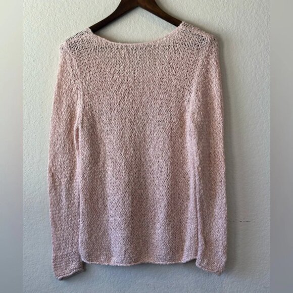 Forever 21 Womens L Loose Knit V-neck Pink Sparkle Sweater Cottagecore Lagenlook - Picture 2 of 9